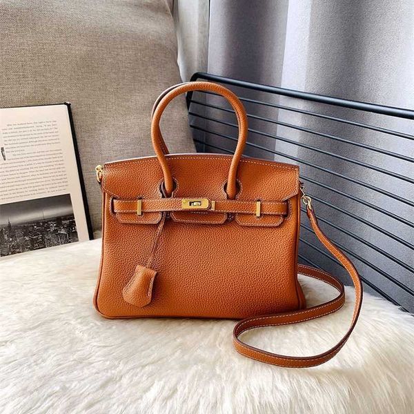 

designer bag birkins handbags real leather togo leather lychee grain layer cow leather high-grade brown handbag mini zc
