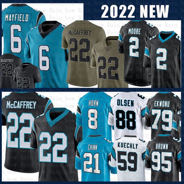 

mens 22 christian mccaffrey jersey 6 baker mayfield jeremy chinn dj moore jaycee horn sam darnold ickey ikem ekwonu brian burns terrace mars