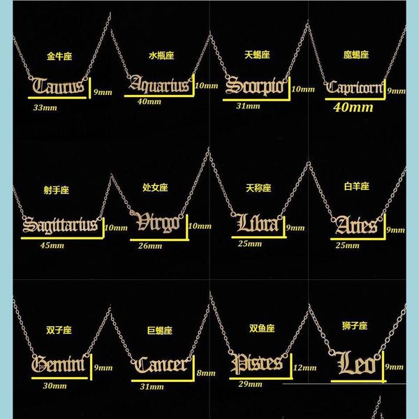 

pendant necklaces personalized gold letter zodiac necklace constellation necklaces custom stainless steel old english birthday jewel dhnko, Silver