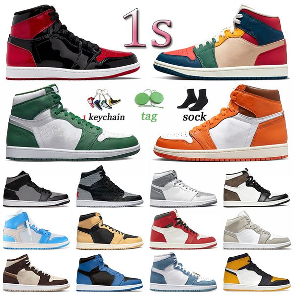

us 12 jumpman 1 designer shoes starfish offs white trainers gorge green stealth high og heirloom men women college grey sports yellow toe, Black