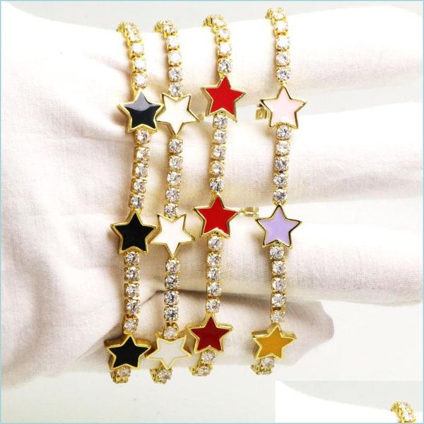

charm bracelets whole gold cz tennis chain star charm jewelry fashion colorf enamel lovely adjustable bracelets 3789 q2 drop delivery dhsky, Golden;silver