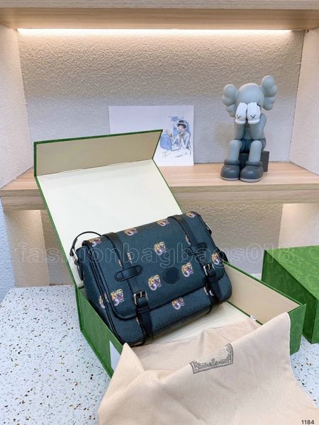 

658542 g men messenger bags briefcase luxury shoulder bag double g tiger head pattern designer handbag cross body