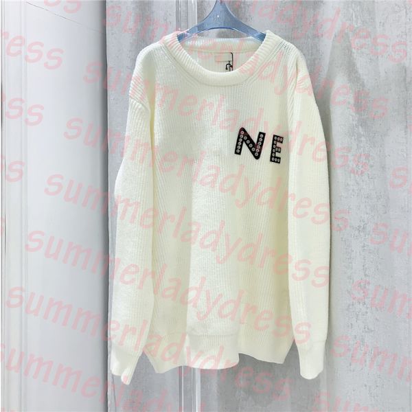 

white sweater women long knitted pullovers autumn warm sweatshirts letter print round neck sweaters, White;black
