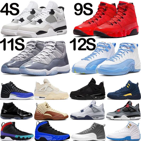 

jumpman 9s 12s men basketball shoes 4s military black cat 11 cool grey bred cherry canvas french fire red unc racer blue trainers sports wom