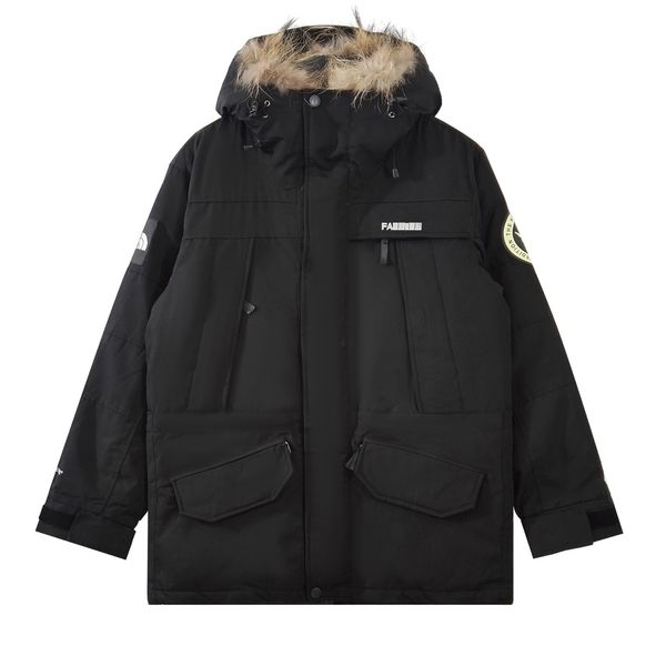 

2022 men's and women's down jacket outdoor sports hooded parka exclusive customization of all details perfect imported wolf fur co, Black