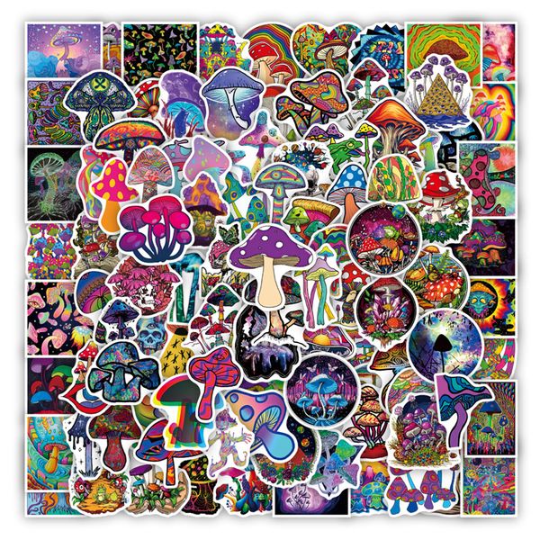 

mushroom stickers 100 pcs vinyl waterproof sticker for lapskateboard water bottles computer phone guitar bat stickers e279