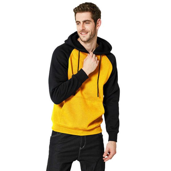

men's hoodies sweatshirts fashion cute couple man streetwear yellow hooded sweatshirt male long sleeve casual oversized patchwork boys, Black