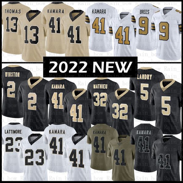

jarvis landry saintes football jersey alvin kamara tyrann mathieu jameis winston marshon lattimore chris olave michael thomas taysom hill de, Black;red