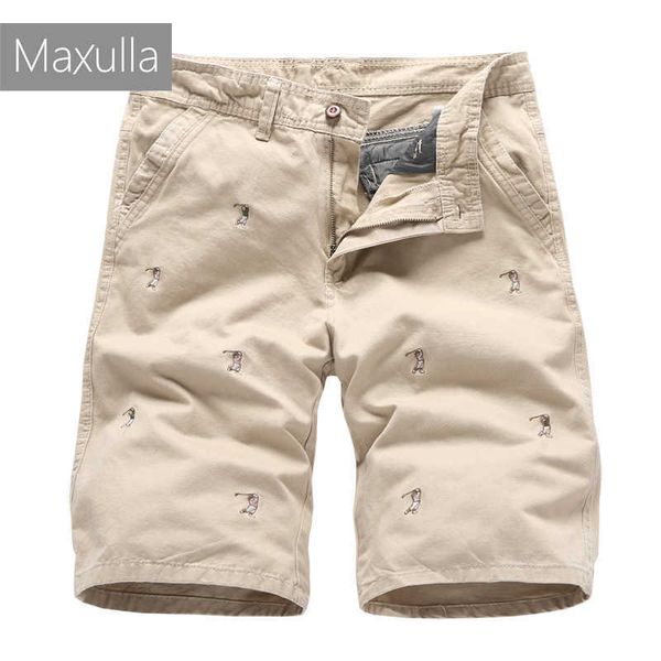 

men's shorts maxulla mens short summer cotton beach shorts embroidery bermuda male big size 5 colors mla050 g221012, White;black