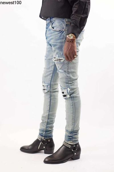 

men's designer jeans amirs men's jeans new light blue patchwork patch hole jeans men's