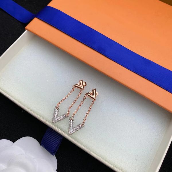 

2022 designer stud fashion gold hoop tassel earrings for lady women party earring new wedding lovers gift engagement jewelry for bride, Golden;silver