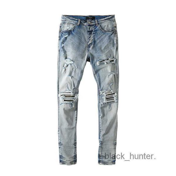 

men's jeans amirs designeri fashion brand wash blue collage big damage slim fit little leg jeans men's fashion brand trousers