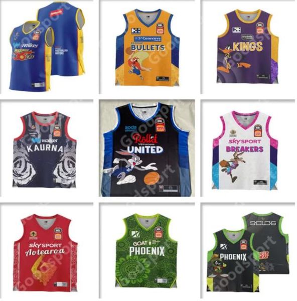 

2022 2023 nbl vest rugby jerseys adelaide 36er brisbane bullets sydney king melbourne united newzealand breakers aotearoa phoenix basket bal, Black;yellow