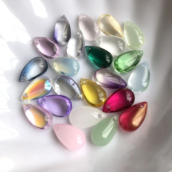 

10pcs 15x8mm teardrop crystal glass drilled loose pendants beads for jewelry making diy earring findings
