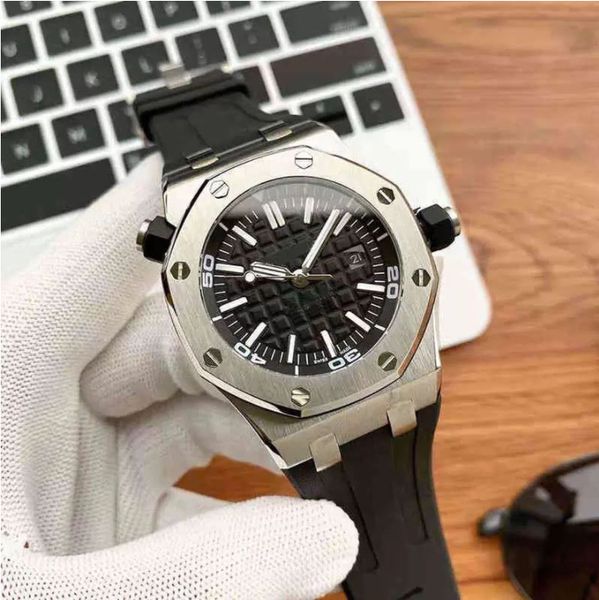 

mens watches automatic mechanical watch 42mm business wristwatch rubber waterprof montre de luxe gift for men multicolor, Slivery;brown