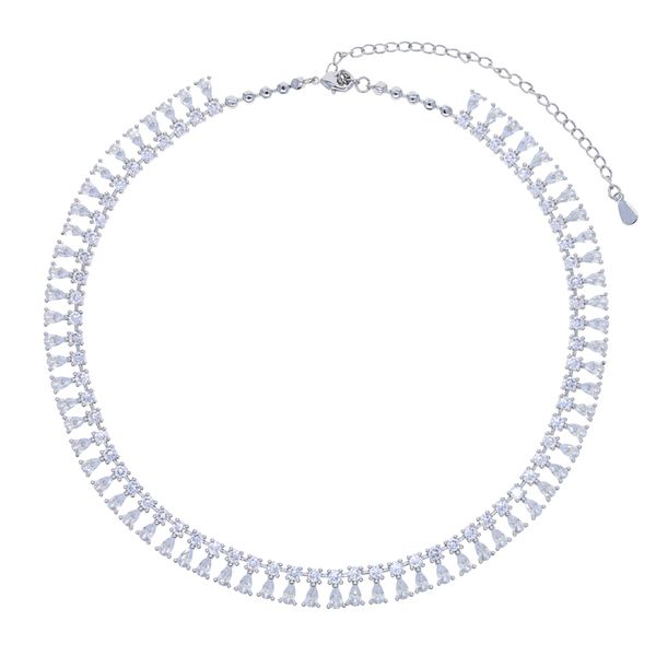

new arrived women lady wedding necklace with 5a cz stone paved statement crystal necklaces jewelry plated silver wholesale