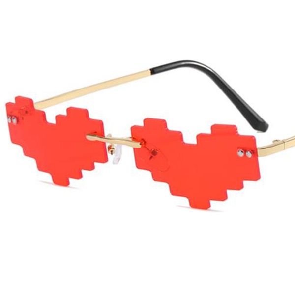 

funny rimless sunglasses personality heart sun glasses mosaic goggles anti-uv spectacles for masquerade eyeglasses, White;black