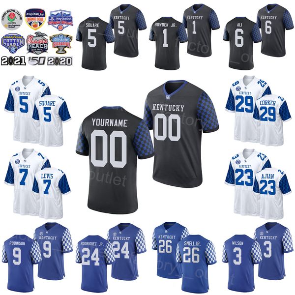 

ncaa kentucky wildcats football college 13 jj weaver jersey university 5 deandre square 80 brenden bates 29 lavell wright 6 dane key 9 tayvi, Black