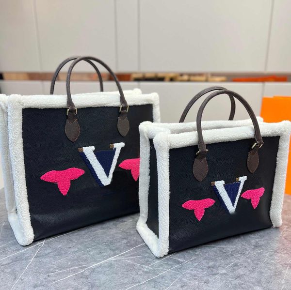 

Designer Shoulder Bag Winter Plush woven totes womens luxury classic letter pattern shopping bags fashion handbags two-piece set, Chooes color