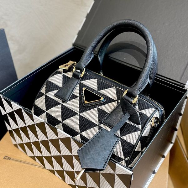 

new style designer pillow bags canvas handbags totes bag triangle icon evening bags cross body tote with box