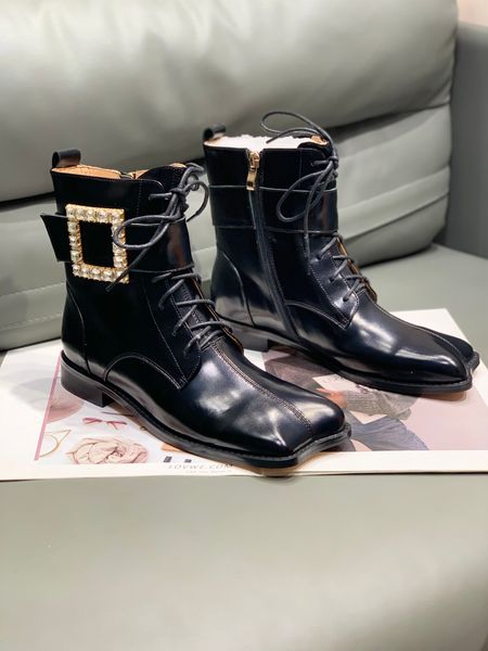 

2022 mini boot shoes designer boots spring and fall soft ankle martin motorcycle women cowskin tallow skin low heel genuine leather pig leat, Black