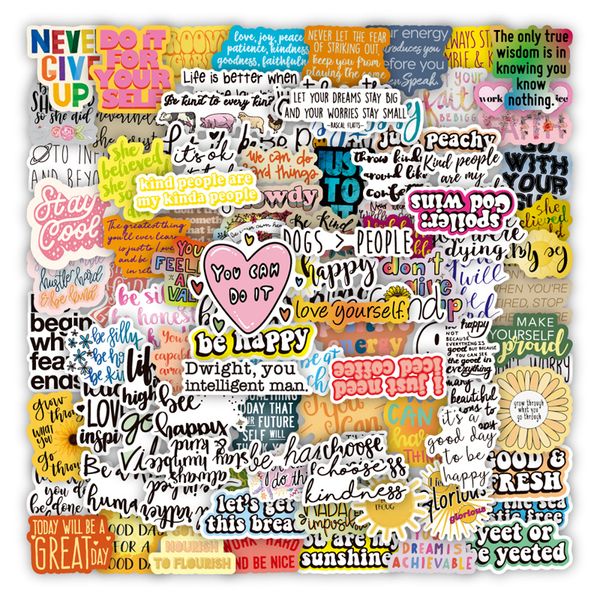 

100pcs positive quote inspirational sayings stickers pack non-random car bike luggage sticker lapskateboard motor water bottle decal e168