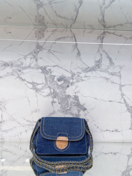 

denim fabric crossbody bag fashion shoulder bag luxury designer handbag clamshell purse large capacity adjustable chain four seasons