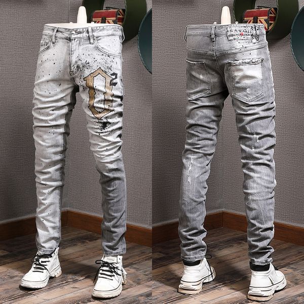 

italy jeans for man painted vintage big size 38, Blue