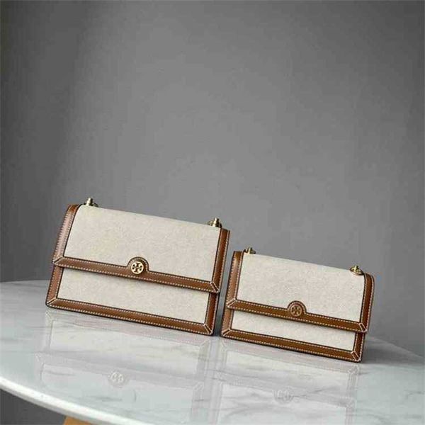 

designer handbags torys shoulder bags contrast color canvas leather organ single shoulder messenger flip women's tt
