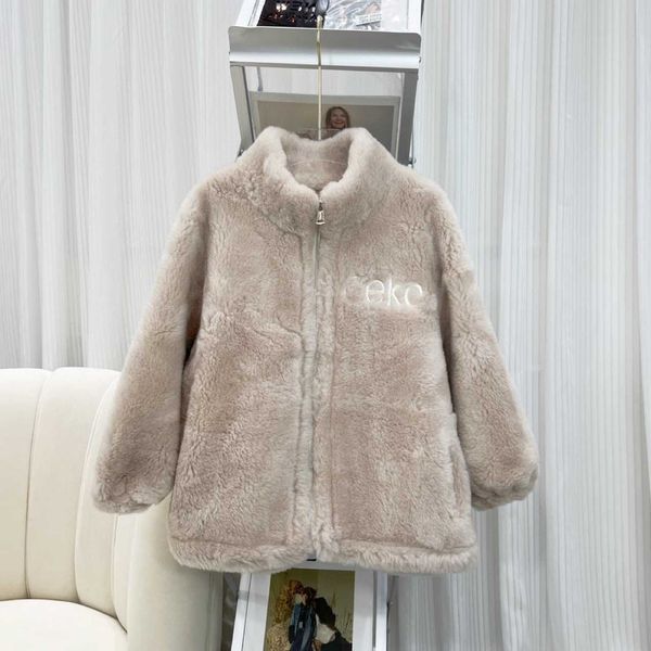 

girl's dresses coat children's stand collar cola all wool fur one korean casual letter sheep fleece baseball coat winter, Red;yellow
