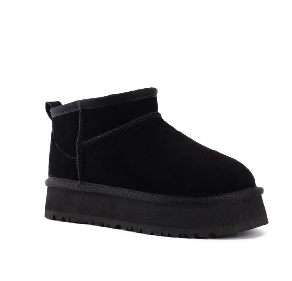 

boots 2022 designer australia platform boots warm winter snow boot thick bottom real leather slip-on fur ankle snow booties, Black