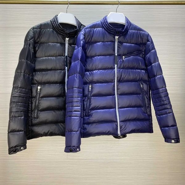 

designer maya men's down jacket embroidered badge ladies coat casual sports lightweight white duck down warm stand collar clothing, Black