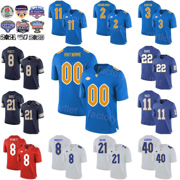 

ncaa college pittsburgh panthers football 22 vincent davis jersey 21 aj davis 40 daniel carter 11 taysir mack 8 kenny pickett 2 israel abani, Black