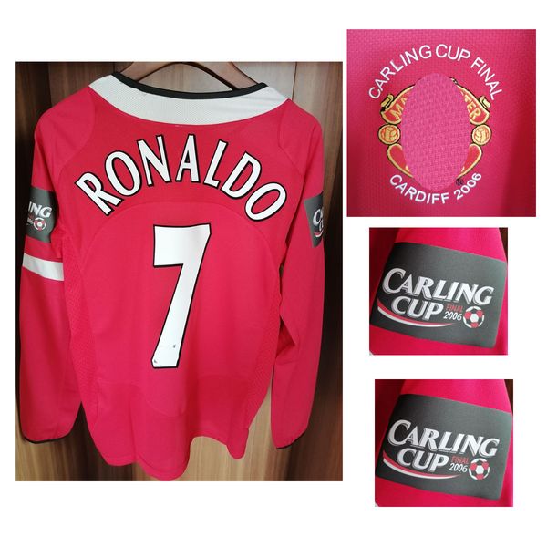 

home textile 2006 carling cup final ronaldo jersey rooney giggs scholes j.s.park carrick saha long sleeve retro sports shirt soccer patch ba