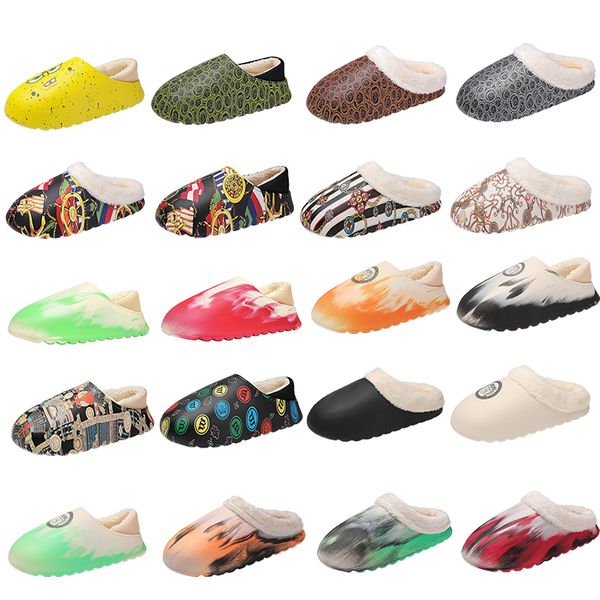 

cotton slippers winter warm cotton shoes women's shoes vegan cartoon colorful rubbed color graffiti plush indoor outdoor couple model m, Black