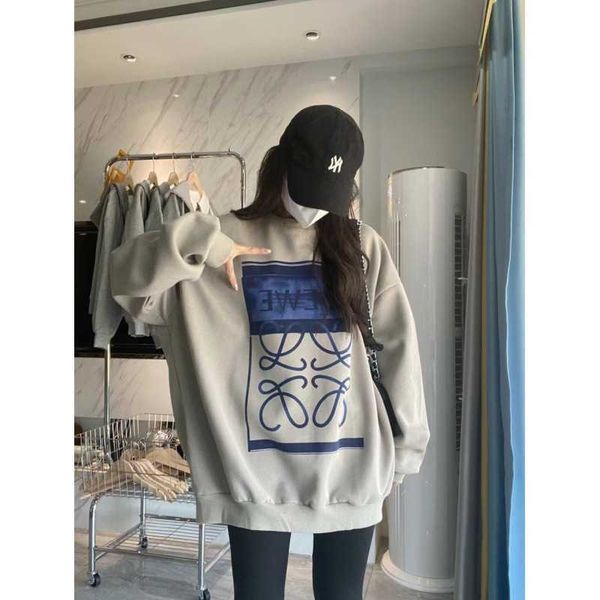 

men's hoodies sweatshirts designer hoody loewss luxury sense autumn winter new fashion long sleeve sweater with embossed letter loose, Black