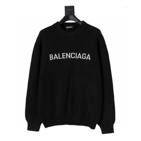 

women cardigan sweater autumn/winter classic paris alphabet balencigass printing pullover knitted sweaters for men 3dyp, White;black