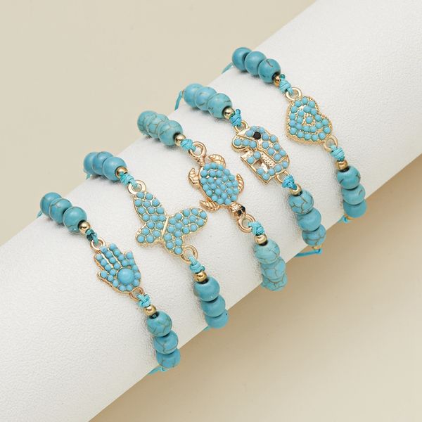 

15pcs creative turquoise paper card adjustable woven bracelet, Golden;silver