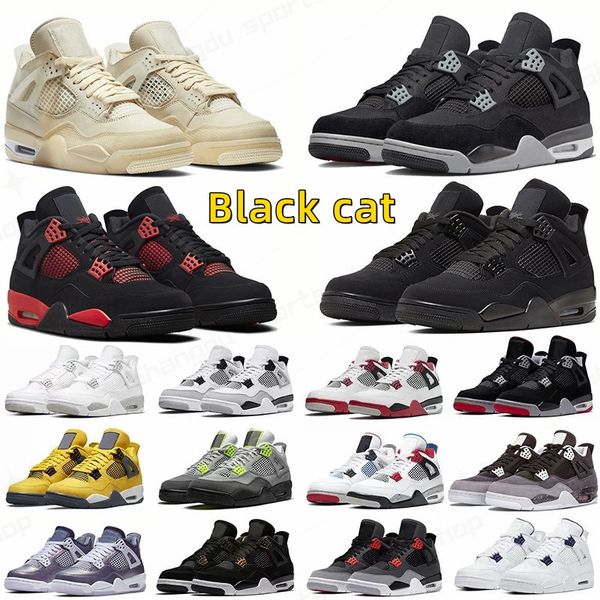 

jumpman 4 basketball shoes for men women 4s black cat sail red thunder university blue wild things canyon purple amethst wave military grey