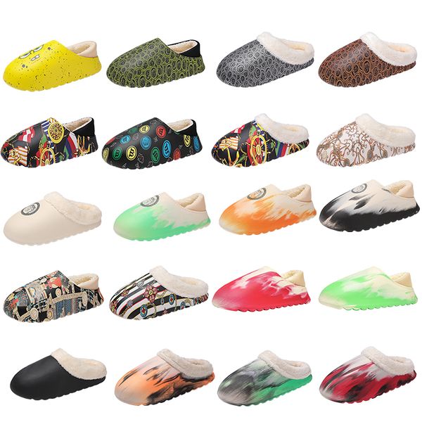 

cotton slippers warm shoes ordinary cartoon irregular watercolour graffiti plush indoor and outdoor couple's winter snow boots women&#0, Black