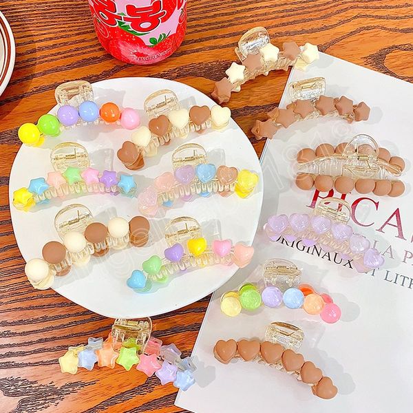

fashion candy color heart hair claws for woman korean sweet hair clips large size hairpins crab barrettes hair accessories, Slivery;white