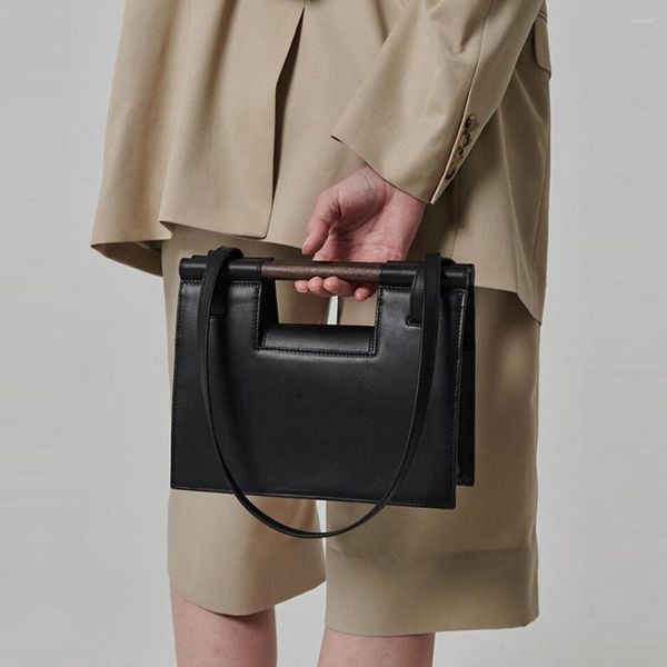 

evening bags fashion wooden handle women's handbags designer square shoulder for women flap clutch purses and
