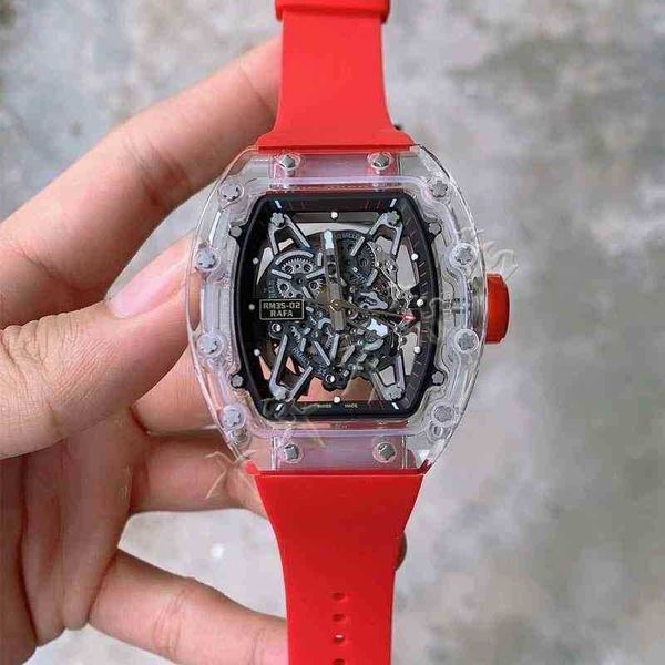

luxury mens mechanics watches richa wristwatch wine barrel rm35-02 series 2824 automatic mechanical mill crystal case tape men's