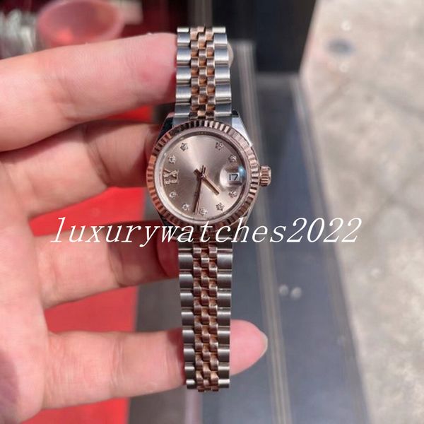 

super quality v5 lady wristwatches nf maker 28mm pentagram stainless jubilee bands 2813 movement mechanical automatic female watch watches, Slivery;brown