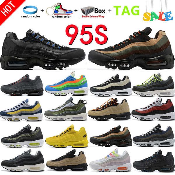 

new 95 men running shoes 95s triple black white neon 95 khaki total orange light royal blue dark army red green grey cork hombre chaussure