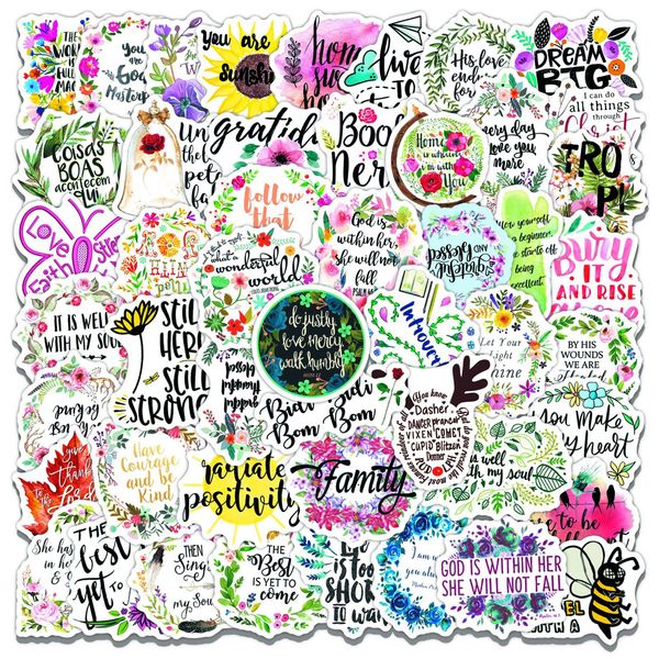 

50pcs positive quote inspirational sayings stickers pack non-random car bike luggage sticker lapskateboard motor water bottle decal c50251