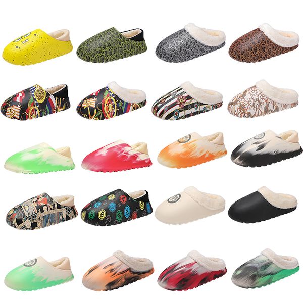 

cotton slippers winter warm shoes women's shoes vegan cartoon colorful rubbed color graffiti plush indoor outdoor couple model multi si, Black