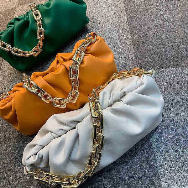 

designer bottegas bags venetas fashion armpit clip bag thick chain cloud leather wrinkled dumpling womens one shoulder hand have logo