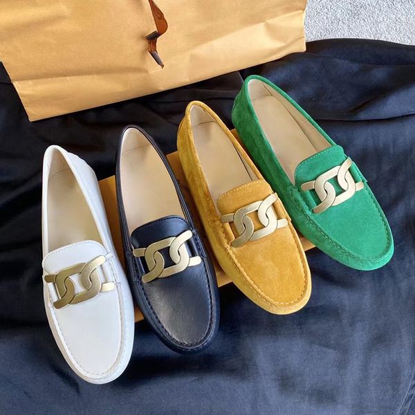 

slippers shoes designer loro p men and women's doudou shoes dressshoes metal chain decoration leather flat casual single lazy comfortab