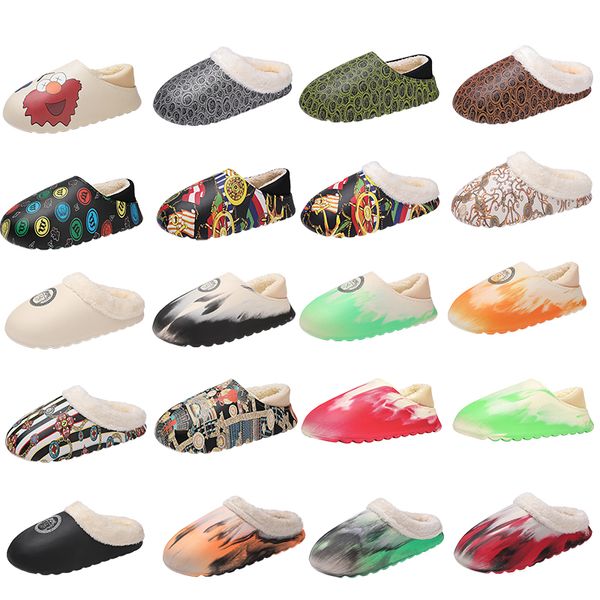 

cotton slippers warm shoes ordinary cartoon irregular watercolour graffiti plush indoor and outdoor couple's winter snow boots women&#0, Black